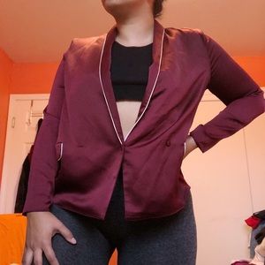 Satin Maroon Blazer ✨